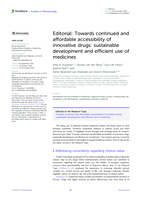 Editorial: Towards continued and affordable accessibility of innovative drugs: Sustainable development and efficient use of medicines