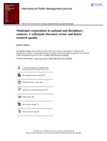 Municipal corporations in national and disciplinary contexts: A systematic literature review and future research agenda