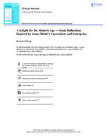 A Knight for the Modern Age - Some Reflections Inspired by Amar Bhidé's Uncertainty and Enterprise