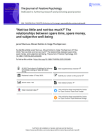 “Not too little and not too much?” The relationships between spare time, sparemoney, and subjective well-being
