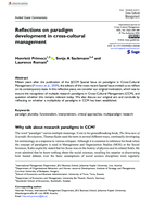 Reflections on paradigm development in cross-cultural management