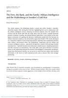 The Firm, the Bank, and the Family: Military Intelligence and the Wallenbergs in Sweden’s Cold War