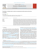 The effect of ordinal rank in school on educational achievement and income in Sweden
