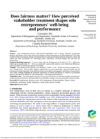 Does fairness matter? How perceived stakeholder treatment shapes solo entrepreneurs’ well-being and performance