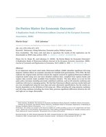 Do Parties Matter for Economic Outcomes? A Replication Study of Pettersson-Lidbom (Journal of the European Economic Association, 2008)