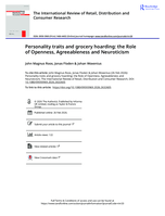 Personality traits and grocery hoarding: the Role of Openness, Agreeableness and Neuroticism
