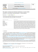 The impact of formal and informal institutions on stock market reactions to divestment announcements: A meta-analysis