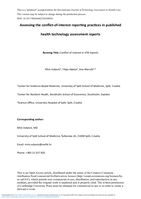 Assessing the conflict-of-interest reporting practices in published health technology assessment reports
