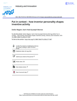 Put in context - how inventor personality shapes inventive activity
