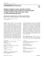 Shaping technology transfer and policy-oriented entrepreneurship research: Albert N. Link and Donald S. Siegel recipients of the 2026 Global Award for Entrepreneurship Research