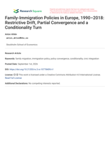Family-Immigration Policies in Europe, 1990–2018: Restrictive Drift, Partial Convergence and a Conditionality Turn Partial Convergence and a Conditionality Turn